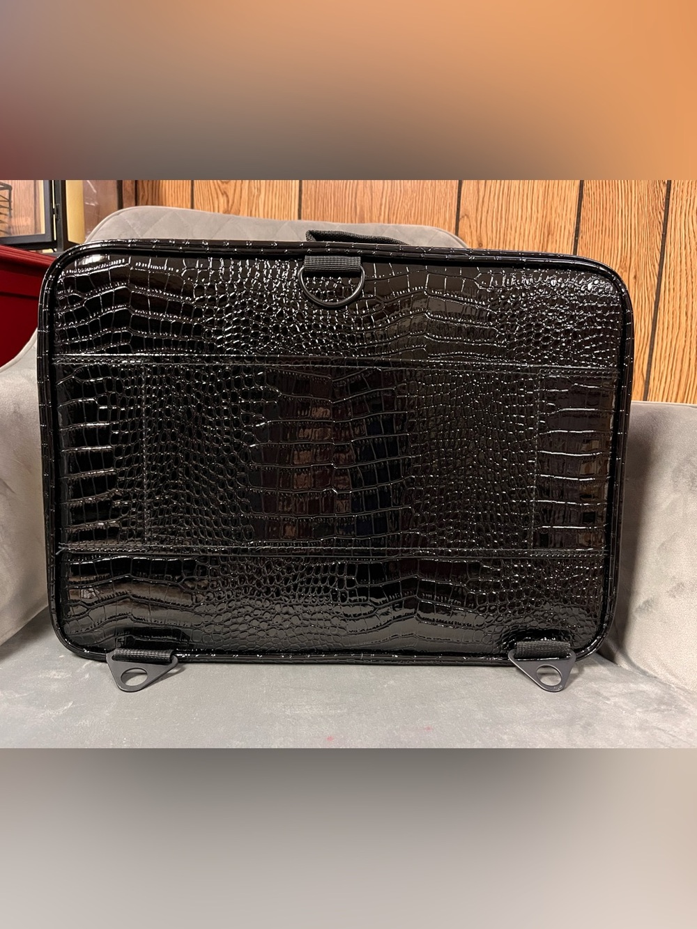 Travel make up case organizer- black Croc-look with Gold Hardware - Picture 8 of 12